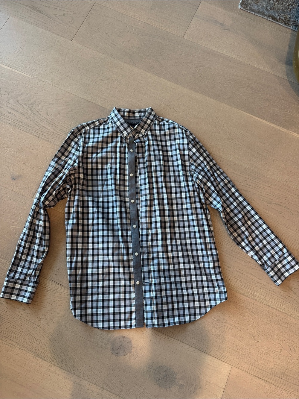 Banana Republic Black and White Plaid Button-Down Shirt